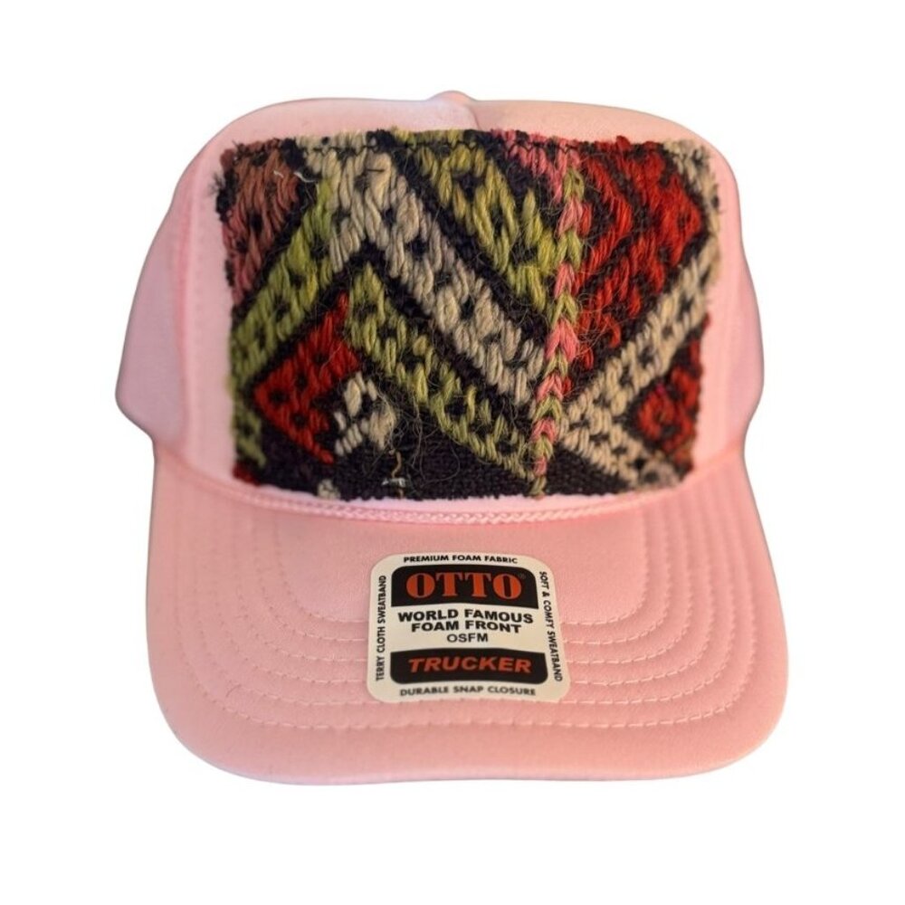 Upcycled Vintage Kilim Patch Pink Otto Trucker Hat